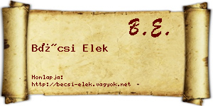 Bécsi Elek névjegykártya